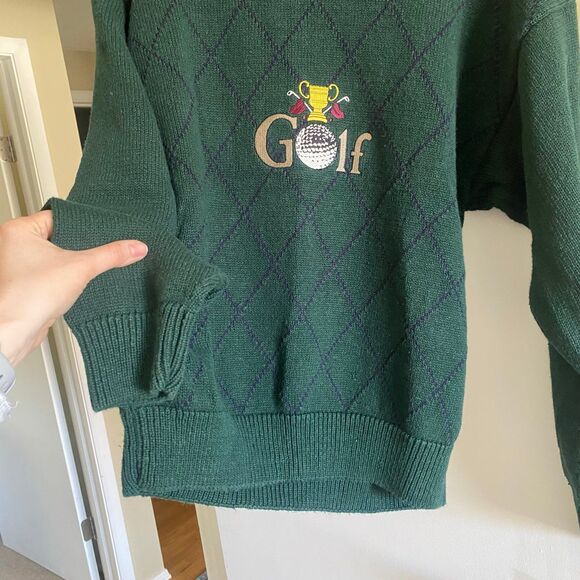 Vintage Harbour Classics Embroidered Cottagecore Hunter Green Sweater Golf Med - Picture 3 of 12